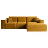 ECKSOFA Ottomane Rechts SERRA-L - 266x169x80 cm Senfgelb Cord - Gelb/Schwarz, Holzwerkstoff/Kunststoff (266/169cm) - ALTDECOR