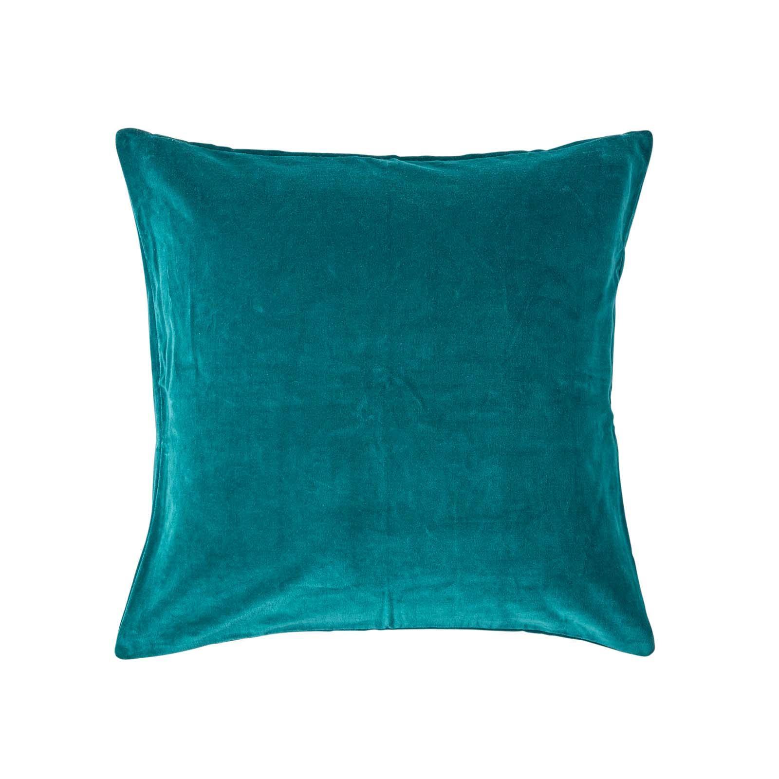 KISSENHÜLLE Baumwollsamt petrol 60/60 cm - Petrol, Textil (60/60cm) - Homescapes