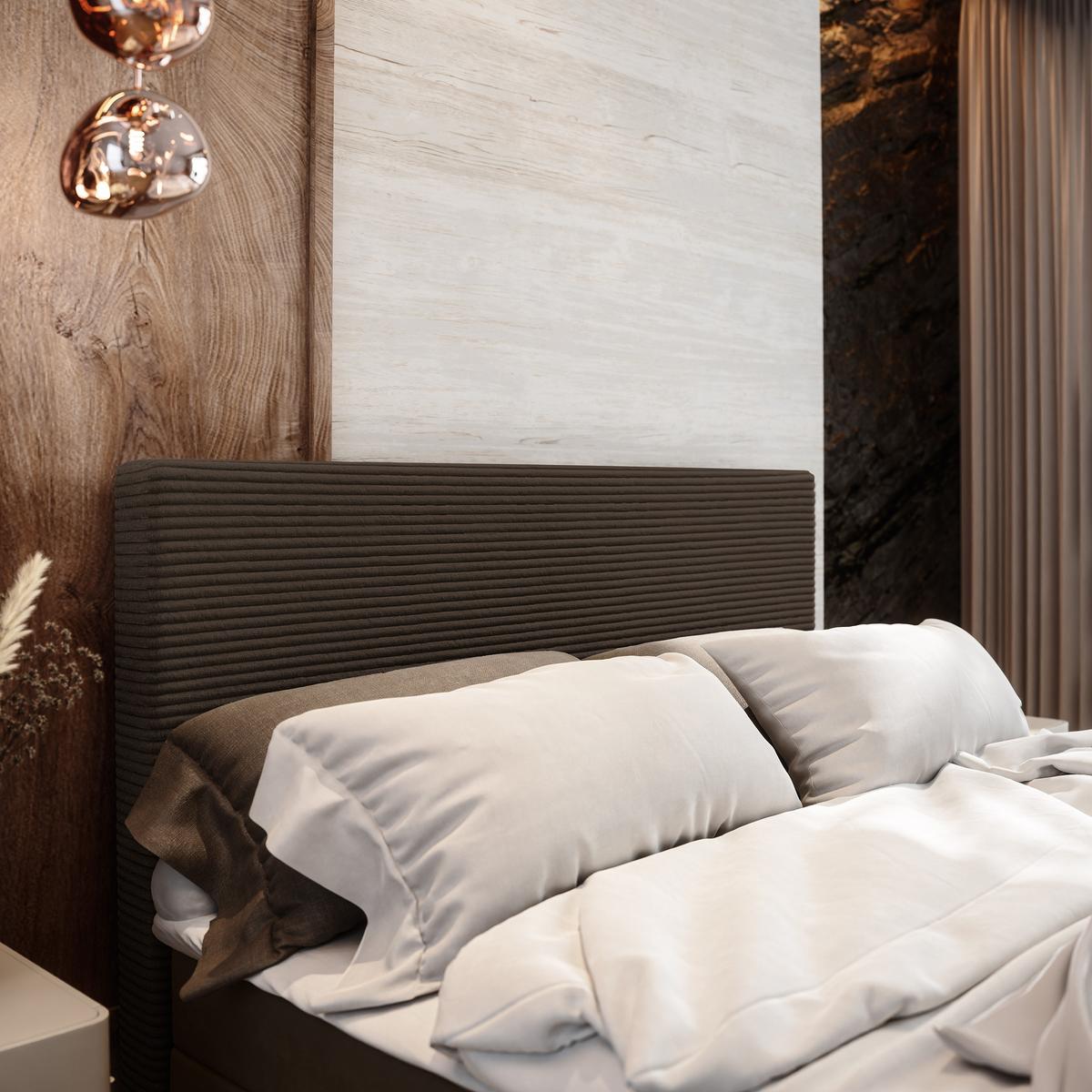 BOXBETT ALORIA 180x200 cm mit Matratze und Topper - Braun - Braun, Holz (180/200cm) - MASSENO