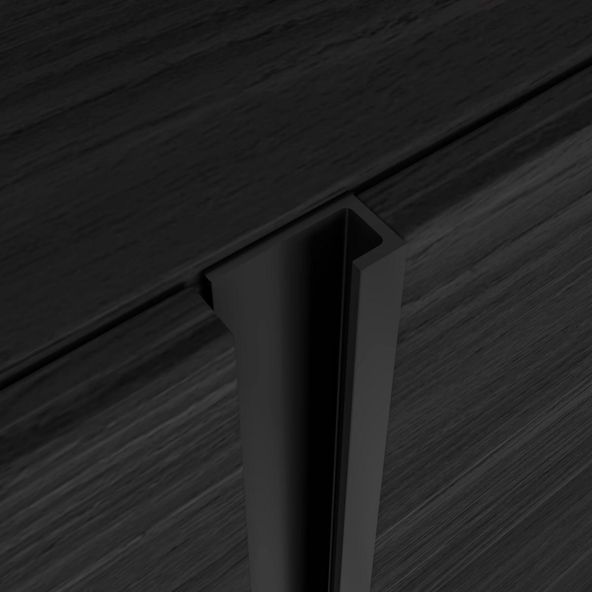 LOWBOARD, Schwarz und Eiche, 315/35/61cm, Kamin mit Feuereffekt XXL - Schwarz, Holzwerkstoff (315/61/35cm) - Skraut Home