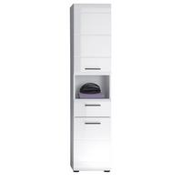 HOCHSCHRANK weiß Hochglanz 30 cm, Badschrank modernes Design - Weiß Hochglanz/Schwarz, Holzwerkstoff/Kunststoff (30/182/31cm) - Top.Furn