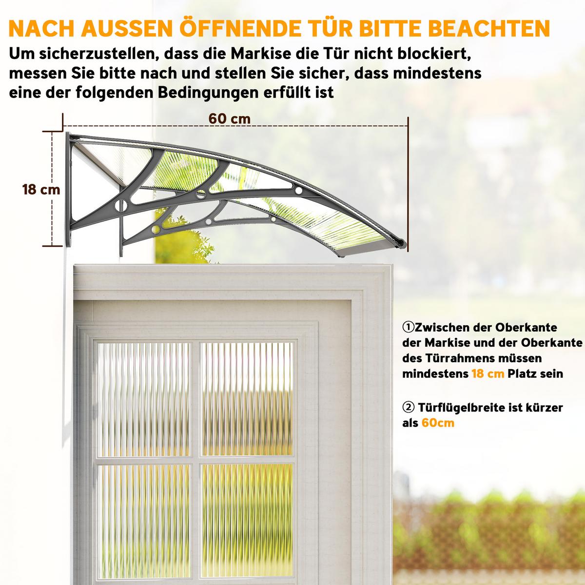 PULTVORDACH Polycarbonate Aluminium Transparent Grau - Grau, Kunststoff/Metall (60/18/110cm) - Outsunny