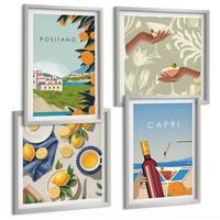 BILDER SET 4er Set - 50x50 cm & 40x60 cm Silberner Rahmen - Italienische Zitronenurlaube Capri - Silberfarben, Kunststoff (50/50cm) - TULUP