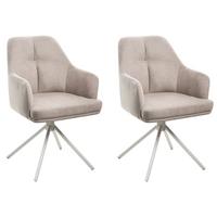 ESSZIMMERSTUHL 2er-Set Stoff Taupe Mira - Taupe, Textil (46/84/60cm) - Beliani