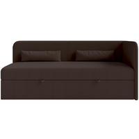 JUGENDBETT Calmmo Dunkelbraun mit Chenille-Bezug, Kopfteil rechts - Dunkelbraun, Textil (90/200cm) - Selsey