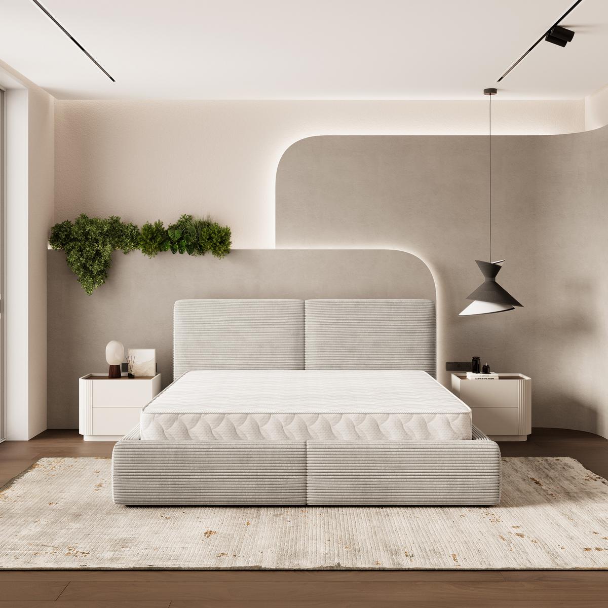 POLSTERBETT FELURO P 200x200 cm mit Bettkästen - Creme - Creme, Holz/Textil - MASSENO