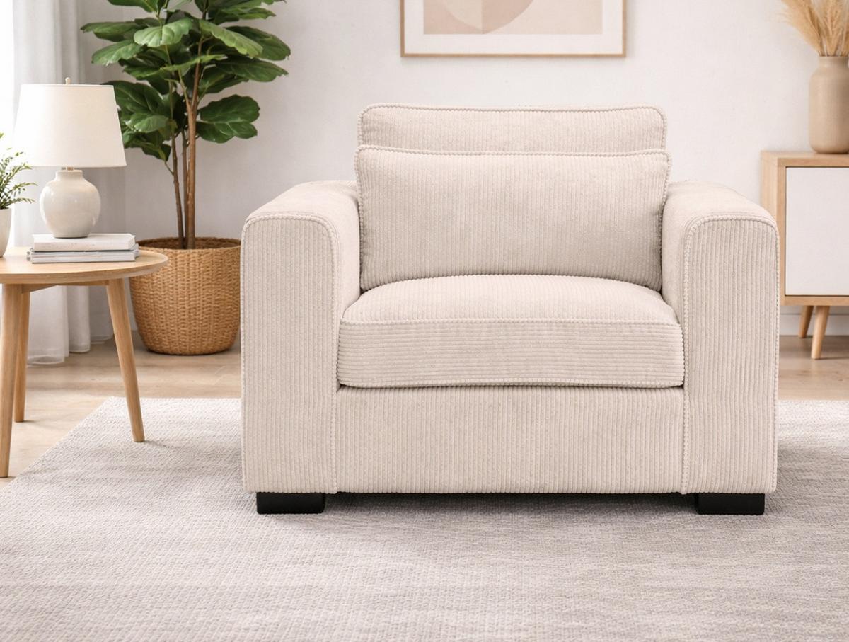 SESSEL grau-beige Cord, Loungesessel 120 cm, Wohnzimmersessel mit Wellenfederung - Beige/Schwarz, Holzwerkstoff/Kunststoff (120/92/112cm) - Inn.Furn