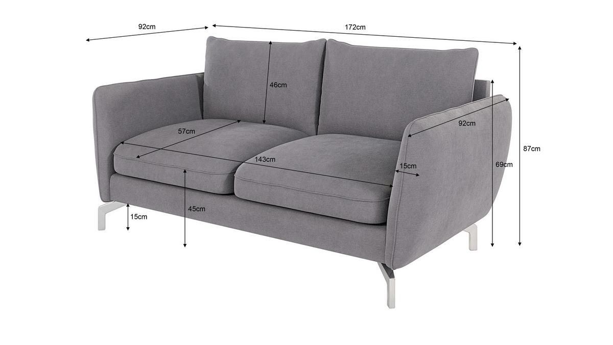 2-SITZER-SOFA Elou Grau Microfaser - Chromfarben/Grau, Holz/Textil (172/87/92cm) - S-Style Möbel
