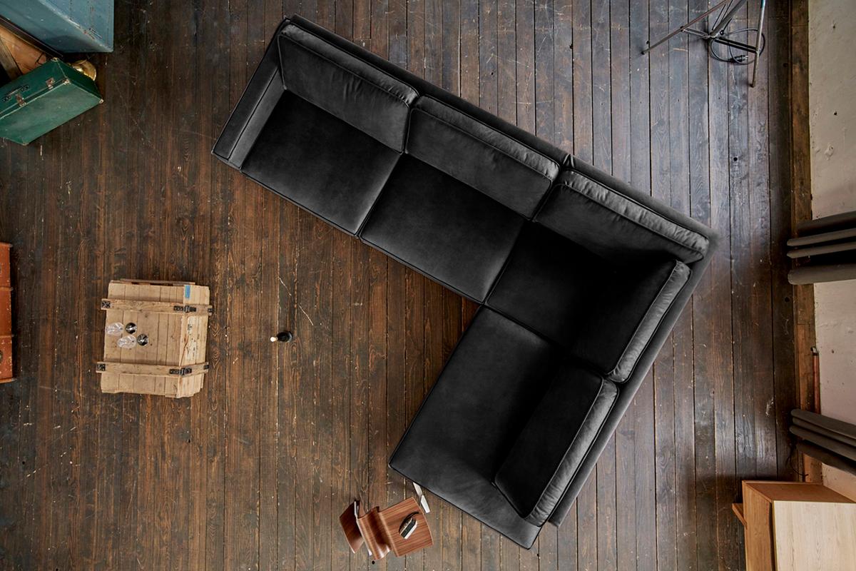 ECKSOFA VILNIUS Schwarz Lederfaserstoff - Schwarz, Leder/Metall (290/217cm) - KAWOLA