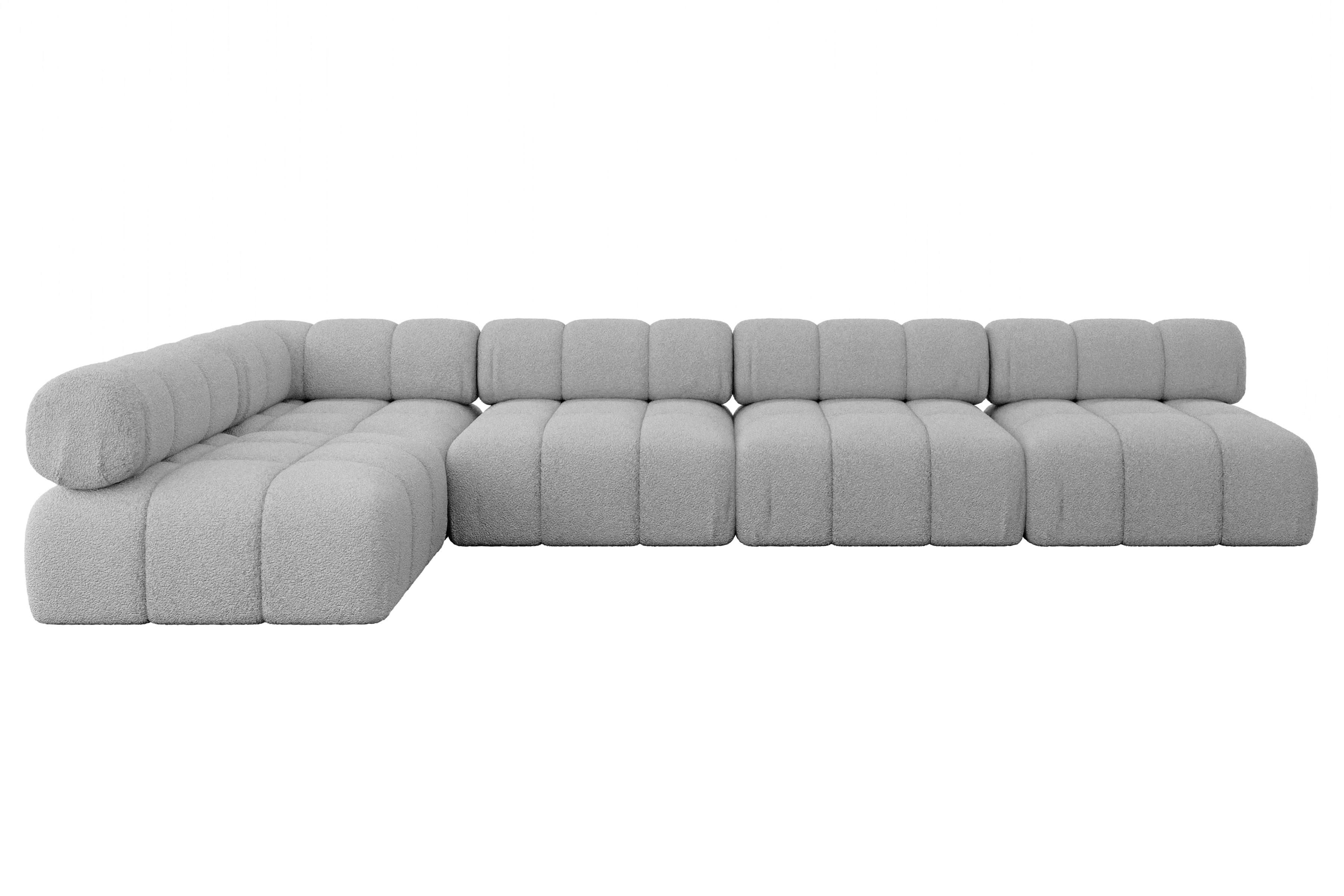 ECKSOFA modulares Sofa Samaro-L3 - 380x190x70 cm Hellgrau Bouclé - Hellgrau, Holzwerkstoff/Textil (380/190cm) - ALTDECOR