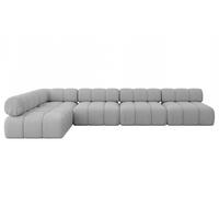 ECKSOFA modulares Sofa Samaro-L3 - 380x190x70 cm Hellgrau Bouclé - Hellgrau, Holzwerkstoff/Textil (380/190cm) - ALTDECOR