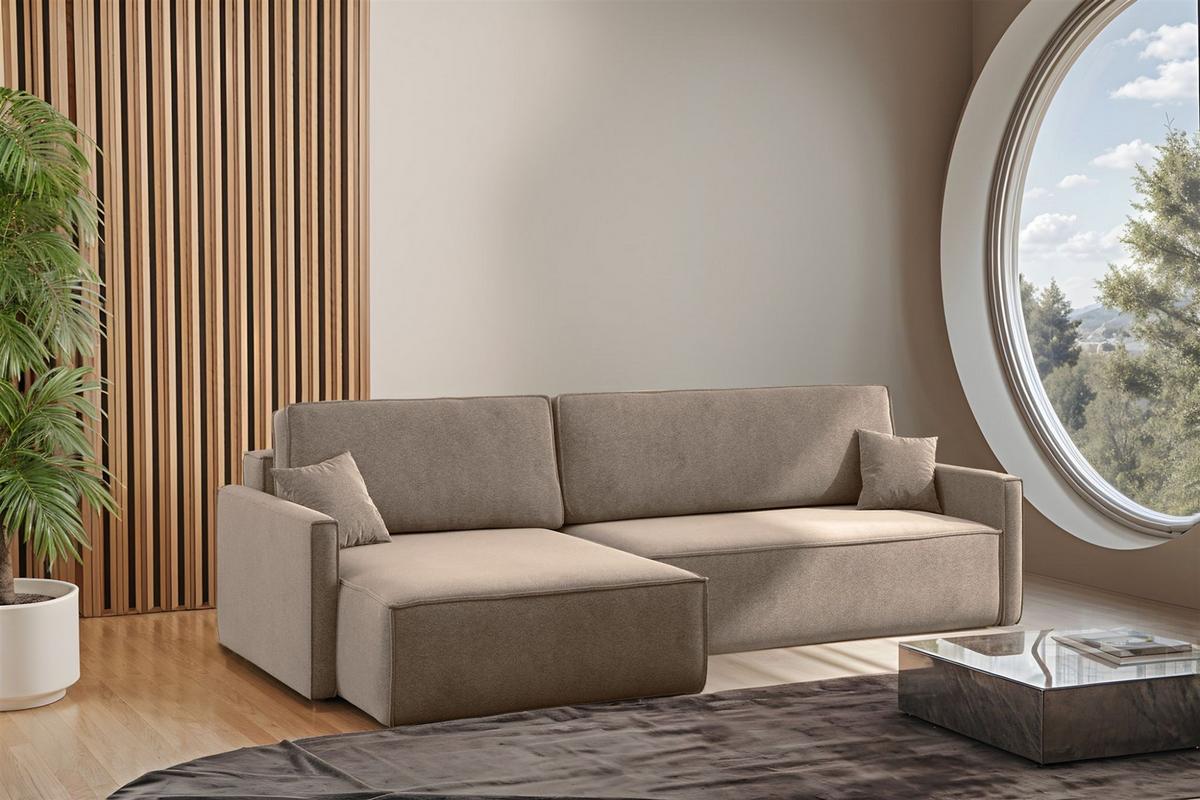 ECKSOFA Louis Salvador - Hellbraun, Holzwerkstoff/Textil (250/142cm) - Fun Möbel