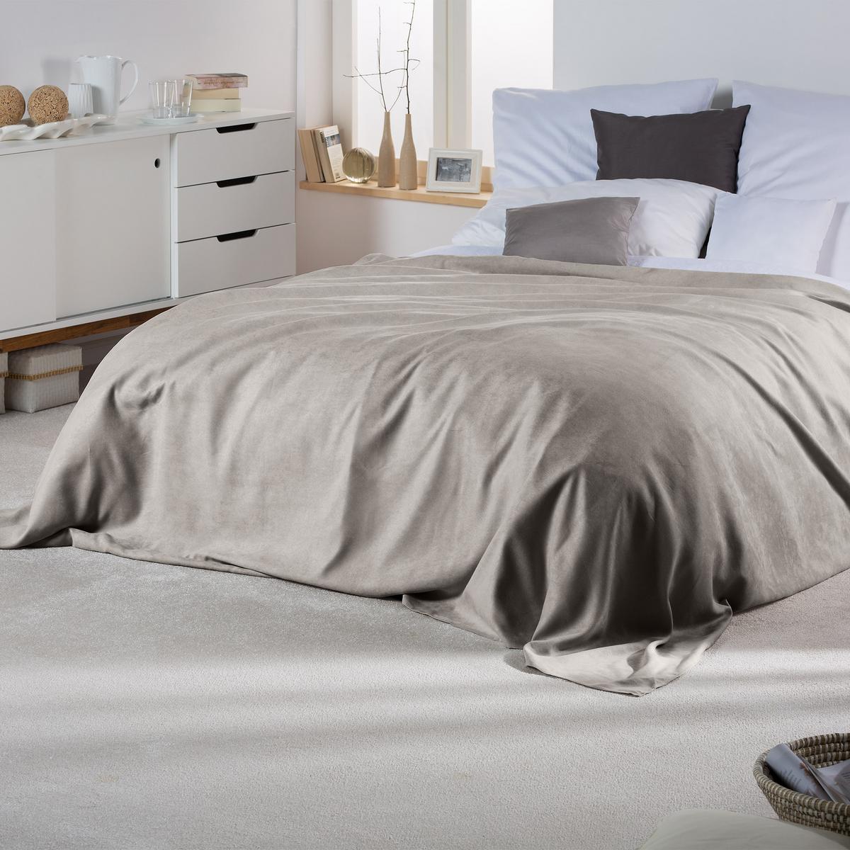 TAGESDECKE Romantica Wildleder Optik 210/280 cm Hellgrau - Hellgrau, Textil (210/280cm) - Beautissu 