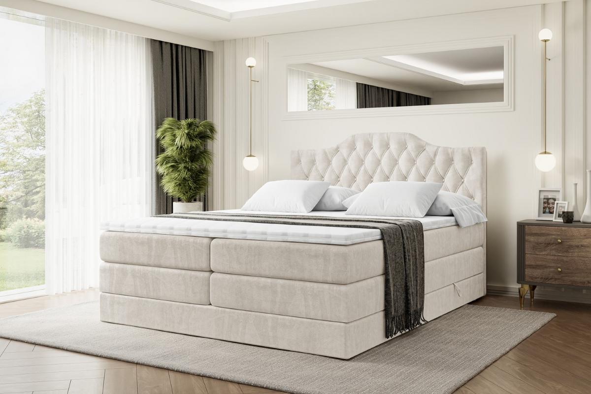 BOXSPRINGBETT VILA-1 KING - 140x200 - H3/H4 - Creme - Creme, Holzwerkstoff (140/200cm) - ALTDECOR