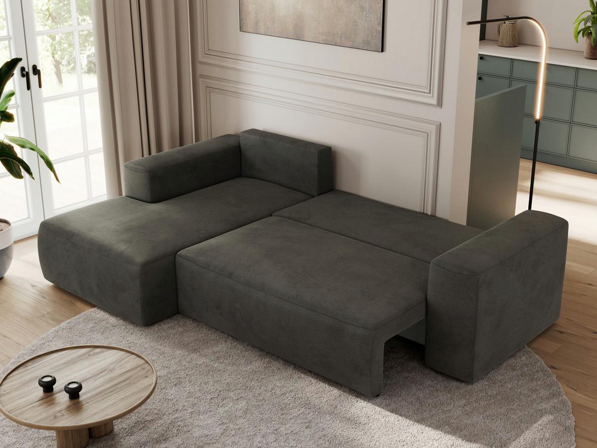 ECKSOFA TRENTINO L Dunkelgrau Velvet - Links - Dunkelgrau/Schwarz, Kunststoff/Textil (266/164cm) - MKS