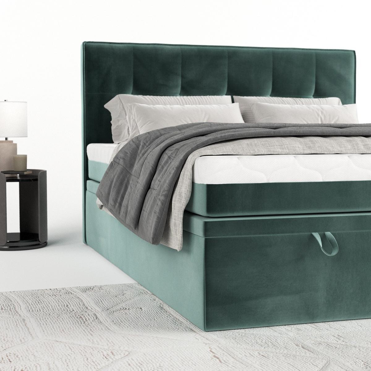 BOXBETT Arivo 180/200 cm Türkis im Kronos Stoff - Türkis/Schwarz, Holz/Holzwerkstoff (180/200cm) - AltaBeds