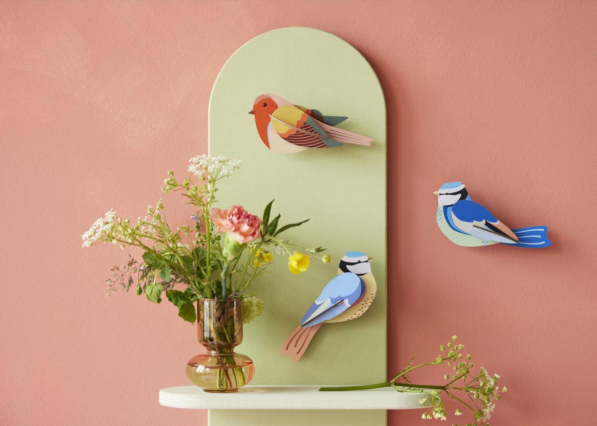 WANDDEKO Rotkehlchen-Duo 4/7 cm - Multicolor, Wellpappe (4/7/15cm) - Studio Roof