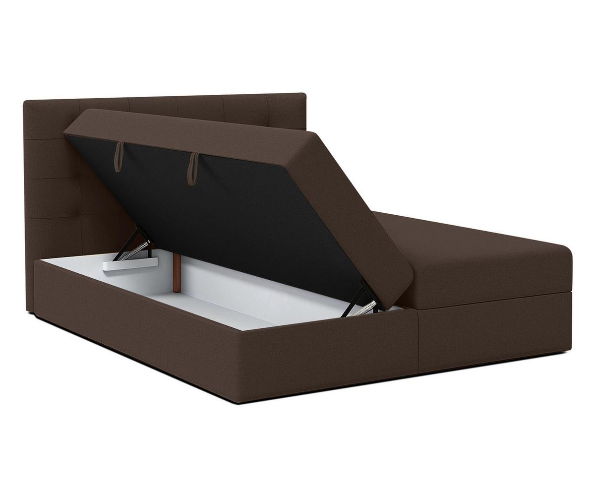 BOXBETT BELINAI 140x200 cm mit Bettkasten und Matratze - Braun + TOPPER - Schwarz/Braun, Holz/Holzwerkstoff (140/200cm) - AX Living