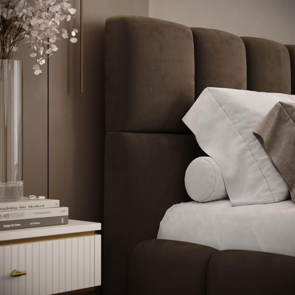 POLSTERBETT VENEZIA mit Bettkasten 120x200, Royal Velvet 196 - Braun, Textil (120/200cm) - Lookway
