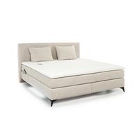 BOXSPRINGBETT 180x200 cm, 7-Zonen-Tonnentaschen-Federkernmatratzen H3, Topper, Bonell-Federkern, Beleuchtung, USB-Ladeports, Chenille Beige / 20017 - Beige/Schwarz, Textil/Metall (180/200cm) - luma-home