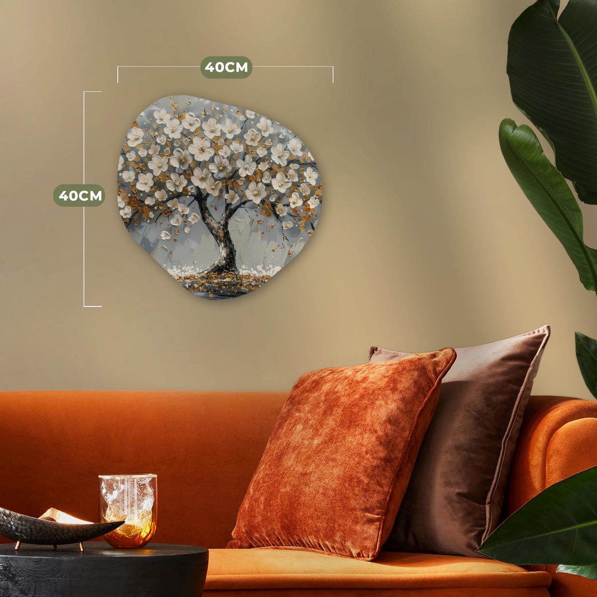 WANDBILD Baum - Gold - Blumen - Abstrakt - Kunst Wanddeko 40x40 cm - Goldfarben, Kunststoff (40/40cm) - MuchoWow