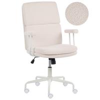 BÜROSTUHL Bouclé Cremeweiß Vero - Creme, Textil (62/100/65cm) - Beliani