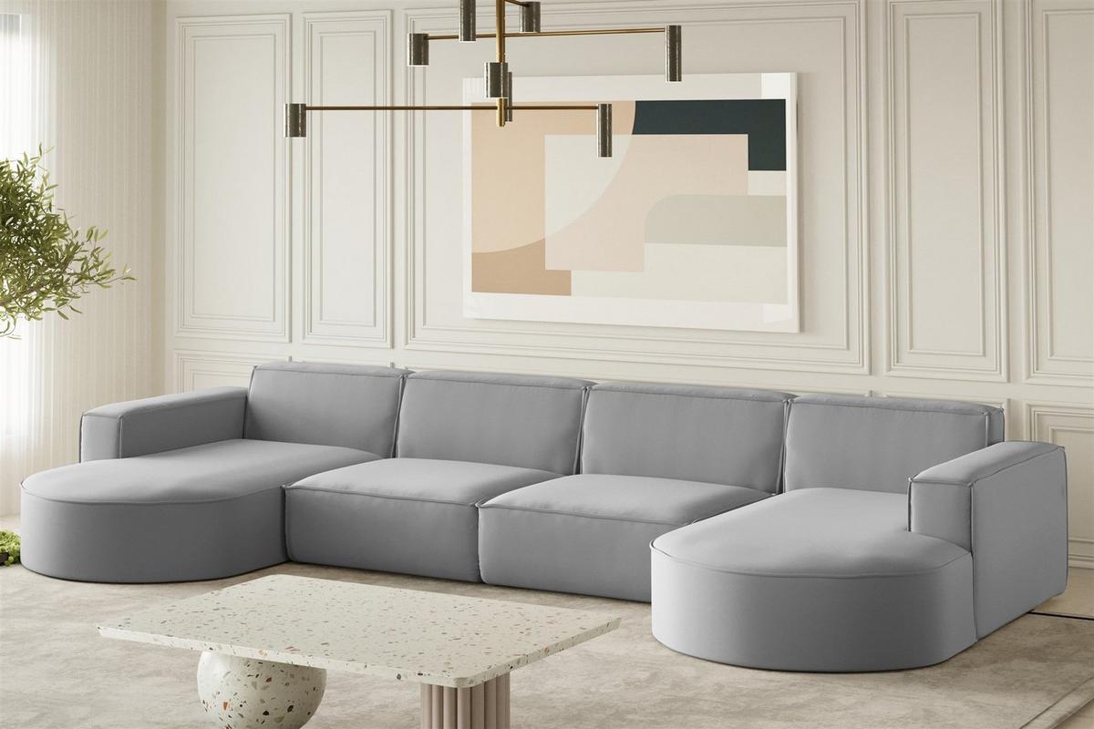 WOHNLANDSCHAFT Palma Xl In Opera - Grau, Holzwerkstoff/Textil (382/78/165cm) - Fun Möbel
