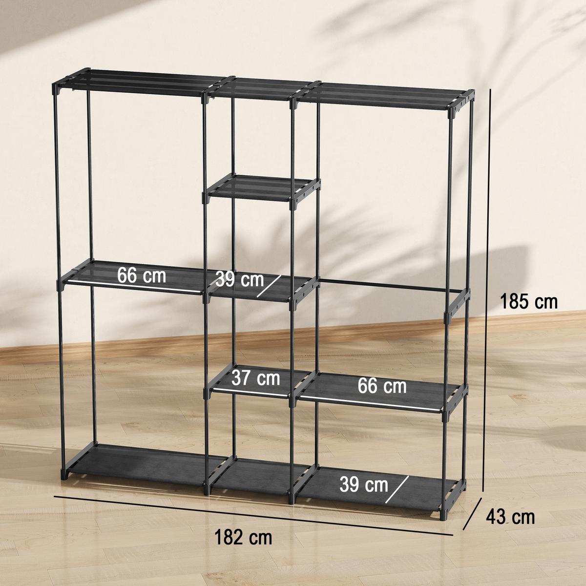 KLEIDERSCHRANK aus Vliesstoff Schwarz - Schwarz, Textil (43/185/182cm) - HOMCOM