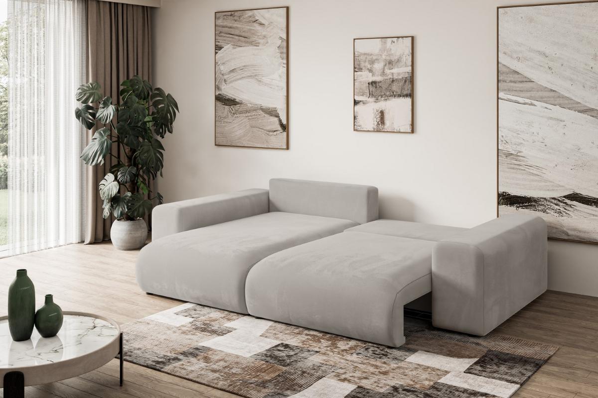 ECKSOFA Ottomane links ESKAR-L 266x176x72 Hellbraun Velours - Hellbraun/Schwarz, Holzwerkstoff/Kunststoff (266/176cm) - ALTDECOR