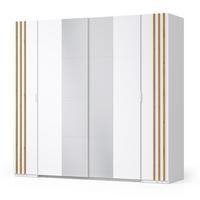 DREHTÜRENSCHRANK TOREN 218/207,5/62cm 4-türig mit Spiegel Weiß - Weiß, Holzwerkstoff (218/207.5/62cm) - MASSENO