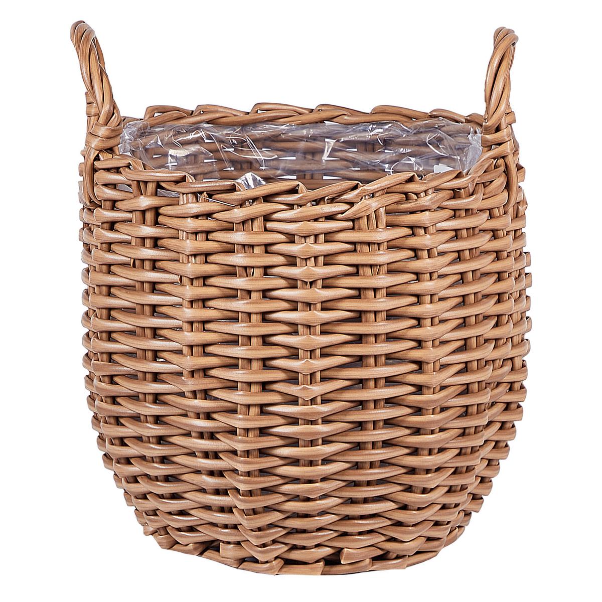 BLUMENKORB Braun Aucuba - Hellbraun, Kunststoff (26cm) - Beliani