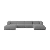 WOHNLANDSCHAFT MIRA-U2 408x179x70 Grau Velours - Schieferfarben/Schwarz, Holzwerkstoff/Kunststoff (408/70/179cm) - ALTDECOR