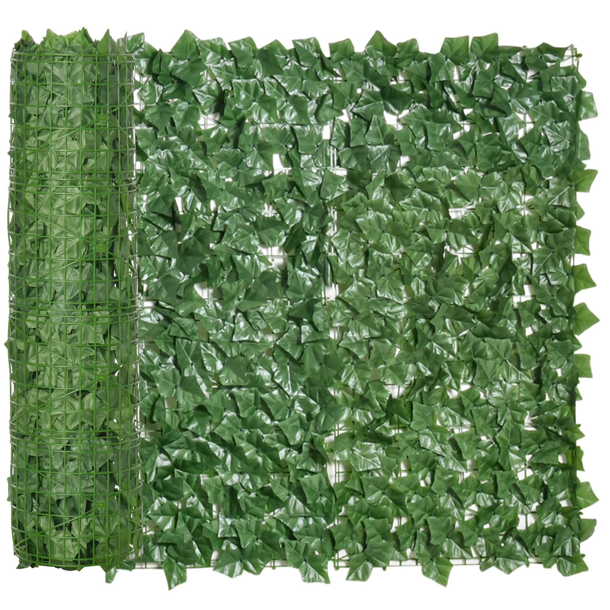 KÜNSTLICHE Hecke Sichtschutzhecke Pflanzen Hecke Wanddekoration Dunkelgrün - Grün, Kunststoff (100/1cm) - Outsunny