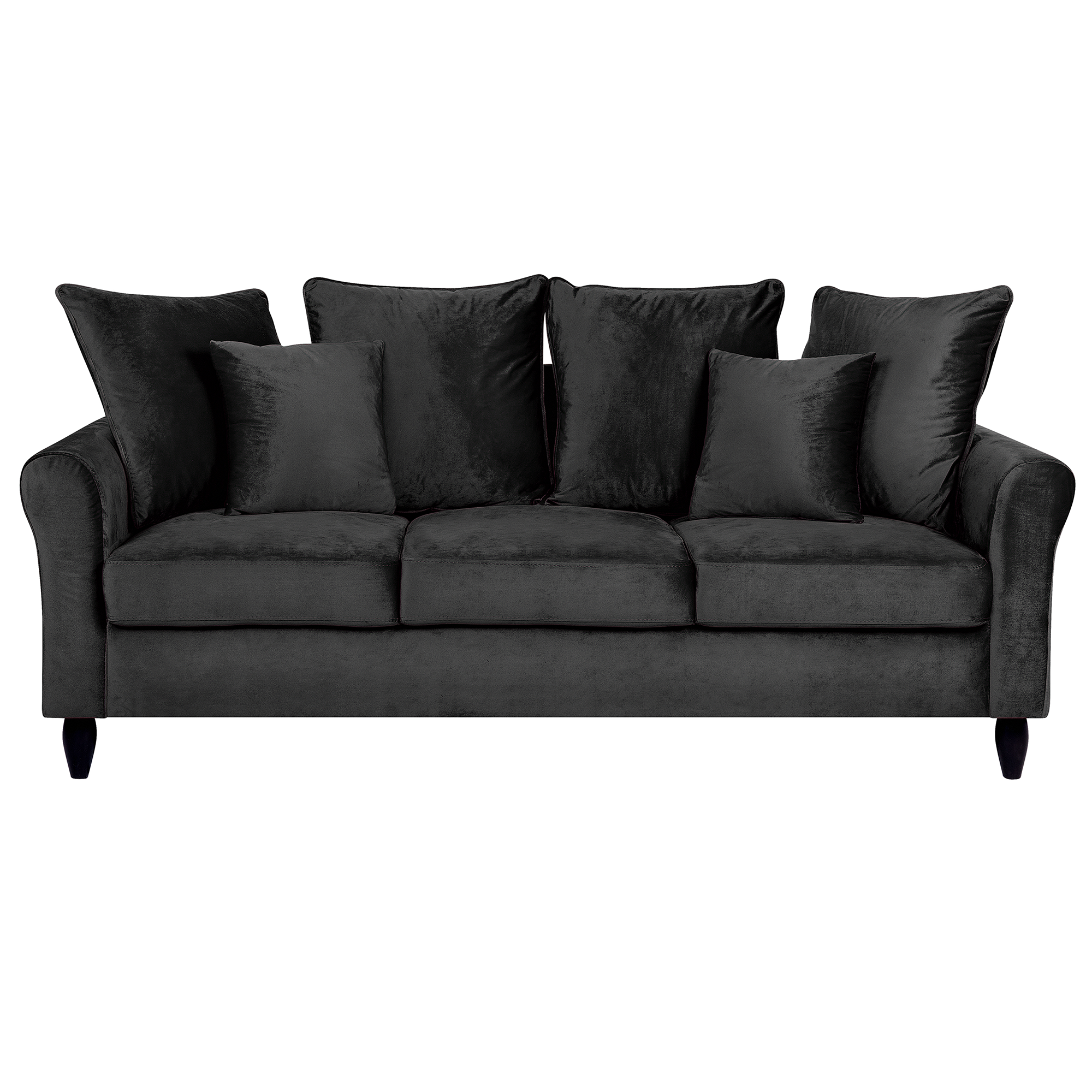 3-SITZER-SOFA Samtstoff Schwarz Bornholm - Schwarz, Textil (197/76/79cm) - Beliani