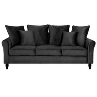 3-SITZER-SOFA Samtstoff Schwarz Bornholm - Schwarz, Textil (197/76/79cm) - Beliani