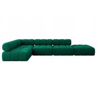 ECKSOFA modulares Sofa Favio-L2 - 380x190x70 cm Dunkelgrün Velours - Dunkelgrün, Holzwerkstoff/Textil (380/190cm) - ALTDECOR