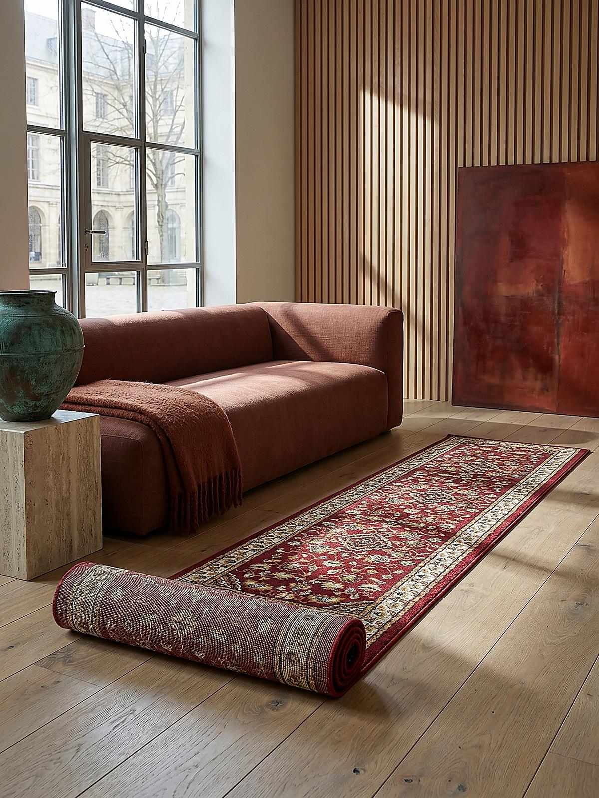 TEPPICH GLAZERT, klassisch-floral, Rot, 66 x 300 cm - Rot, Textil (300/66cm) - KADIMA DESIGN