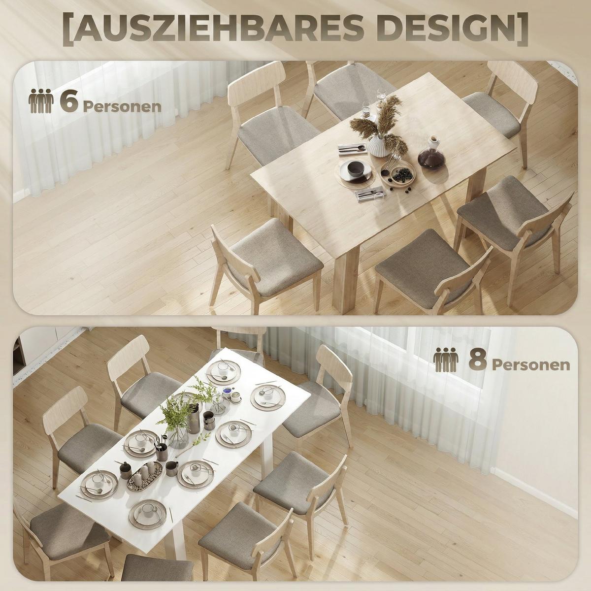 AUSZIEHBARER-ESSTISCH MDF Weiß - Weiß, Holzwerkstoff (180/80/75cm) - HOMCOM