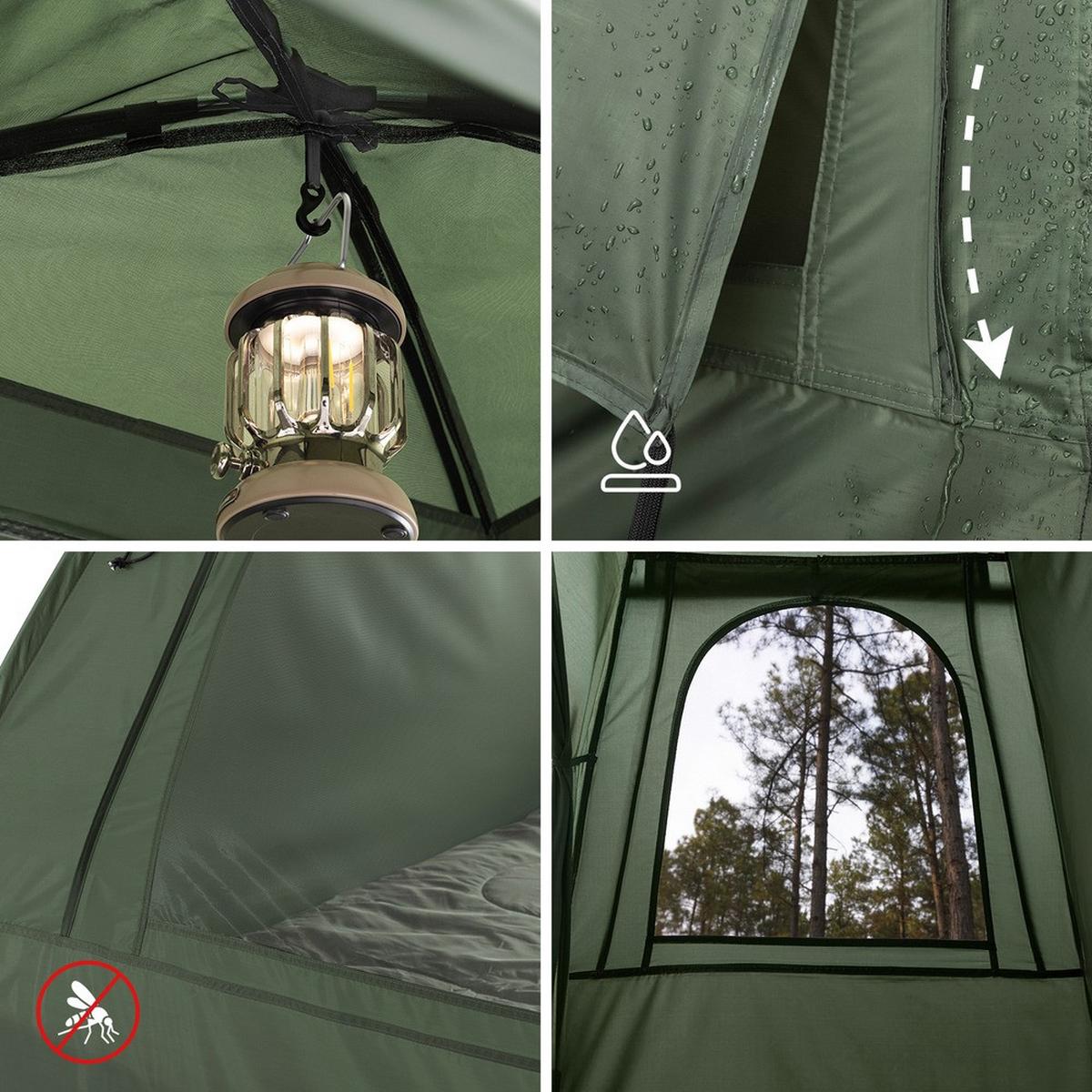 CAMPINGBETT mit Zelt und aufblasbarer Matratze OGS32-II - Ahornfarben, Fell (193/86cm) - SoBuy