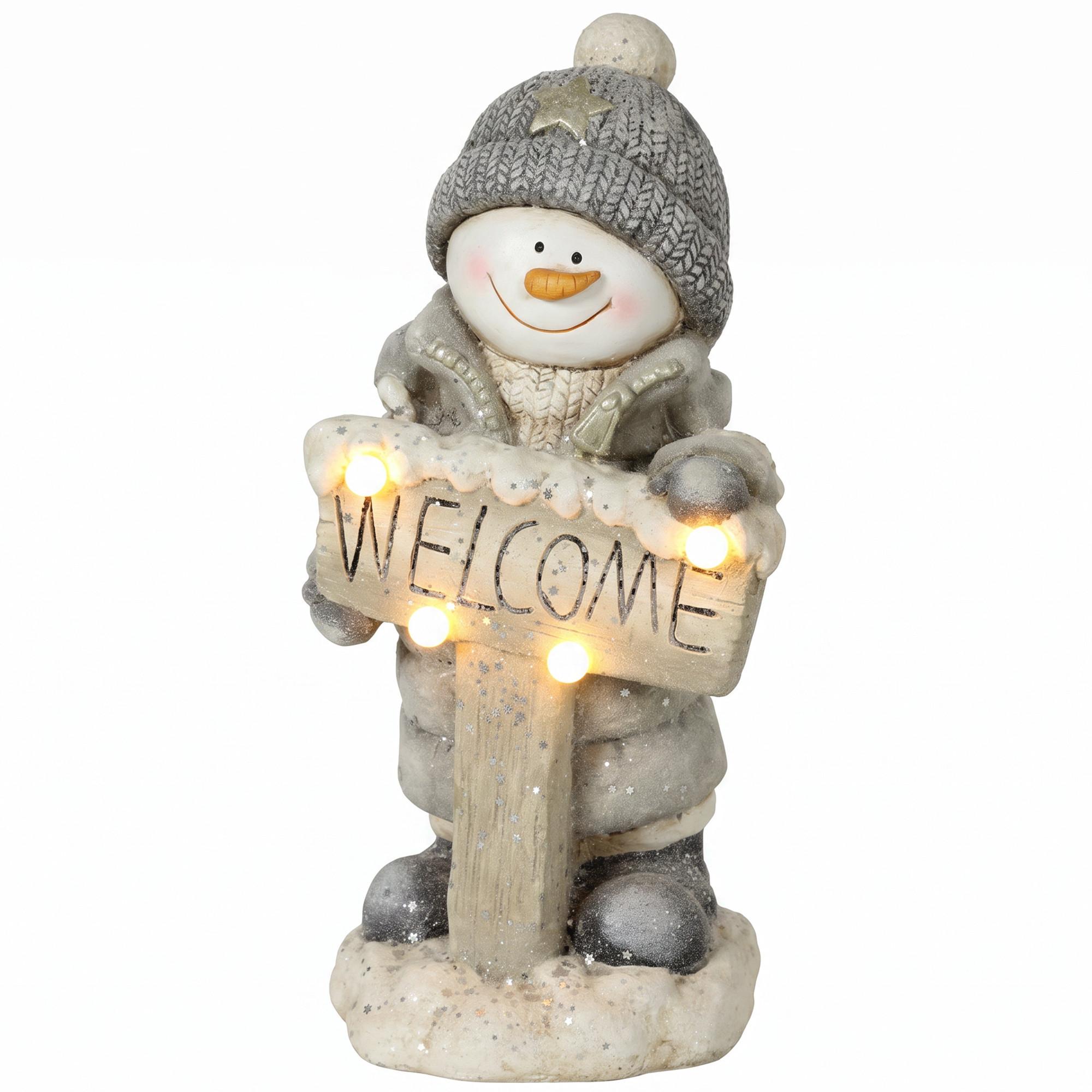 SCHNEEMANN-STATUE Magnesiumoxid Grau - Grau, Stein (20/46/23cm) - HOMCOM