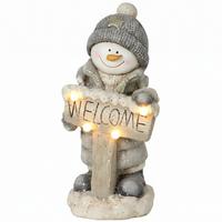 SCHNEEMANN-STATUE Magnesiumoxid Grau - Grau, Stein (20/46/23cm) - HOMCOM