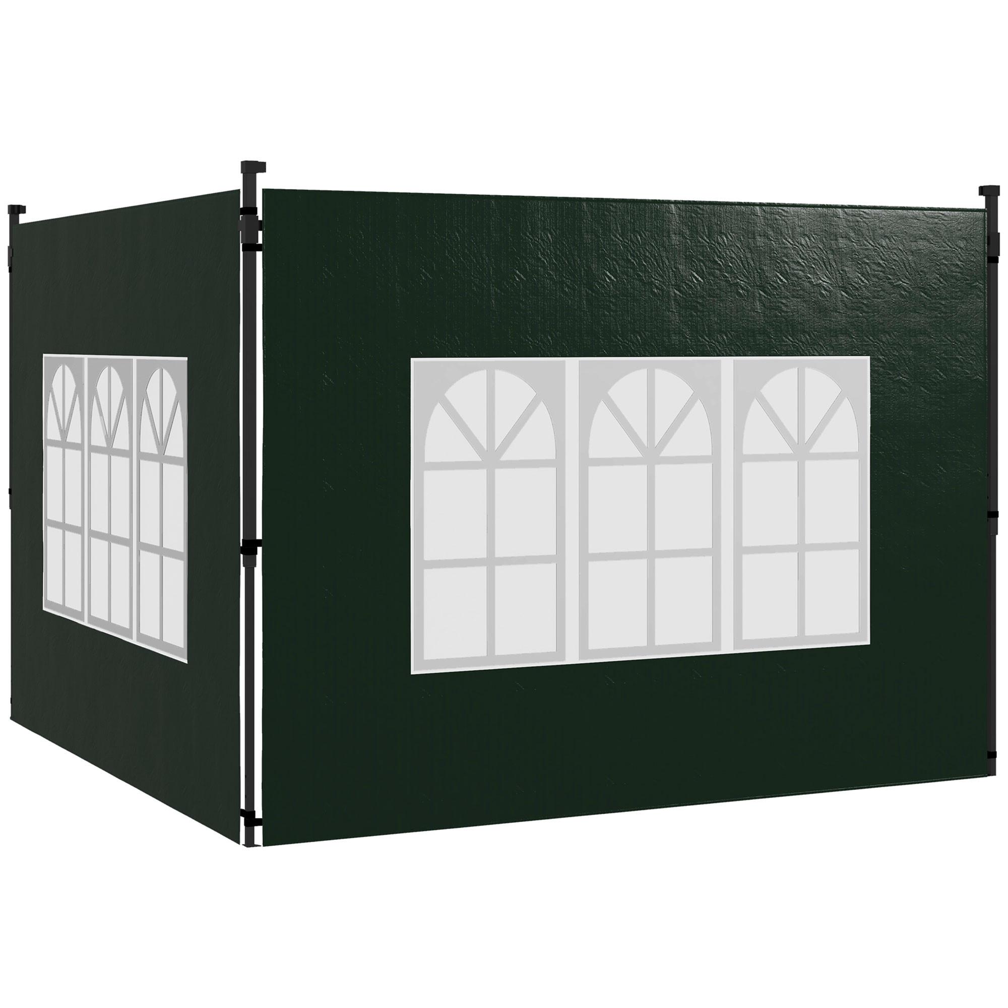 PAVILLON-SEITENTEILE 2 TLG. mit Fenster Dunkelgrün - Dunkelgrün, Kunststoff (1/193/293cm) - Outsunny