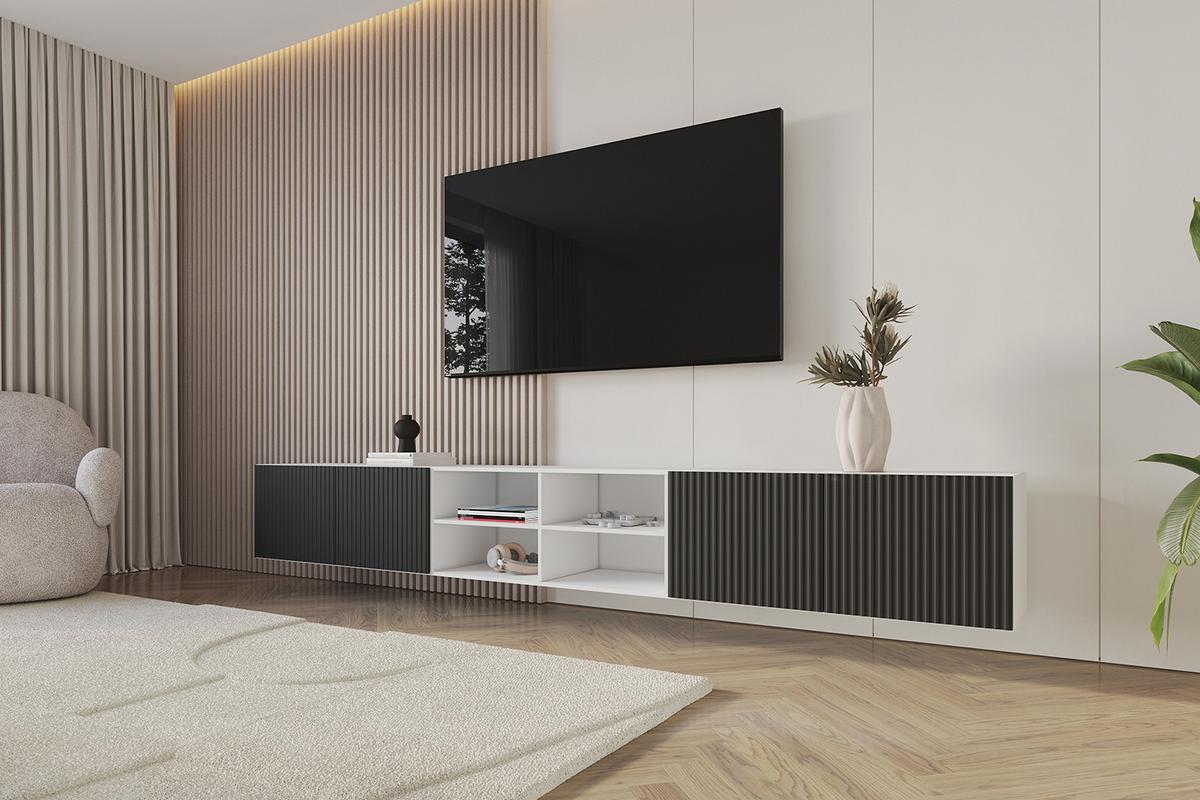 LOWBOARD NOA-2-W 3x100x40x40 cm - Weiß / Schwarz - Schwarz, Holzwerkstoff (300/40/40cm) - ALTDECOR