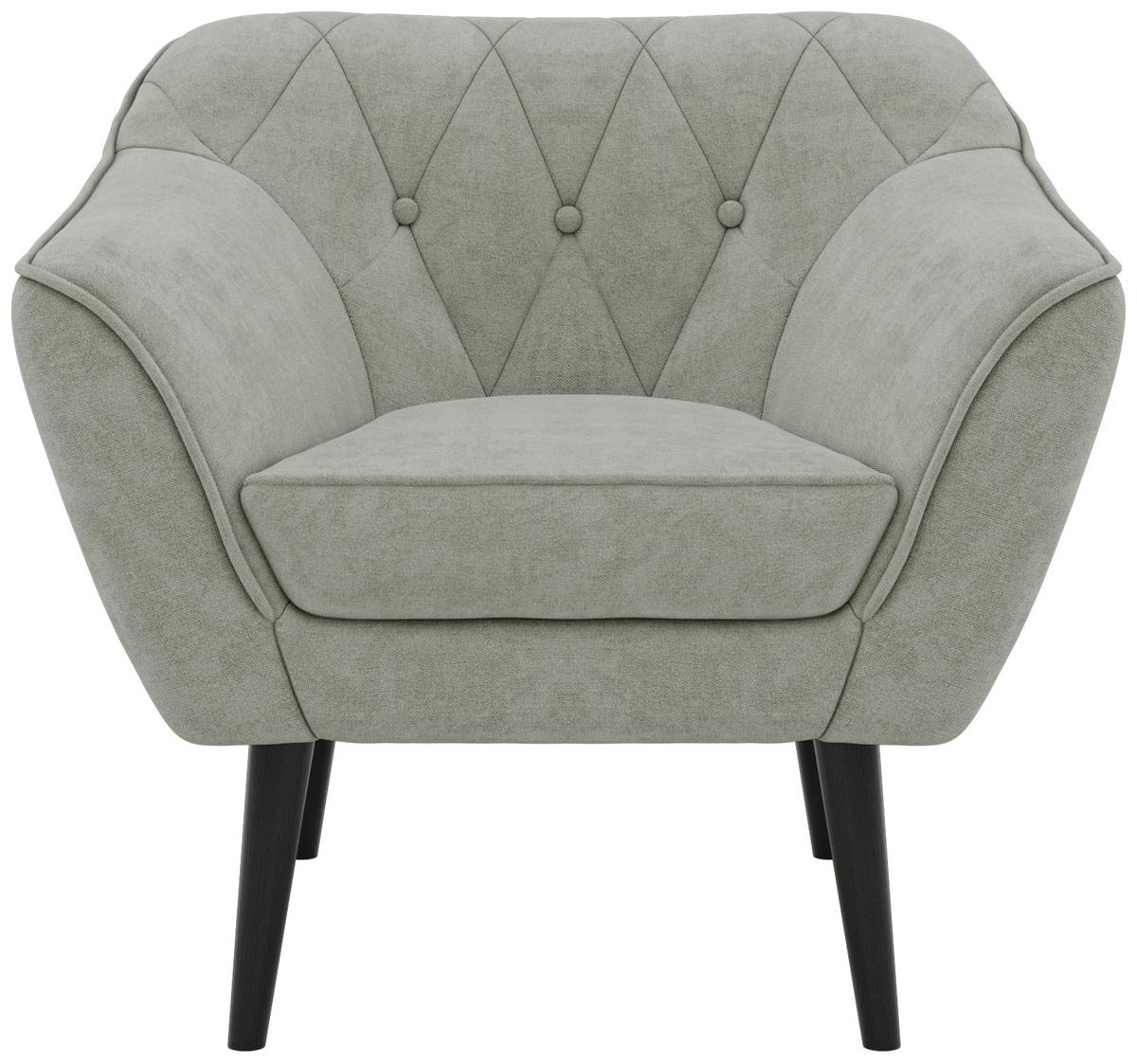 SESSEL PIRS - Hellgrau Strukture - Schwarze Beine - Silberfarben/Hellgrau, Holzwerkstoff/Textil (80/75/74cm) - MKS