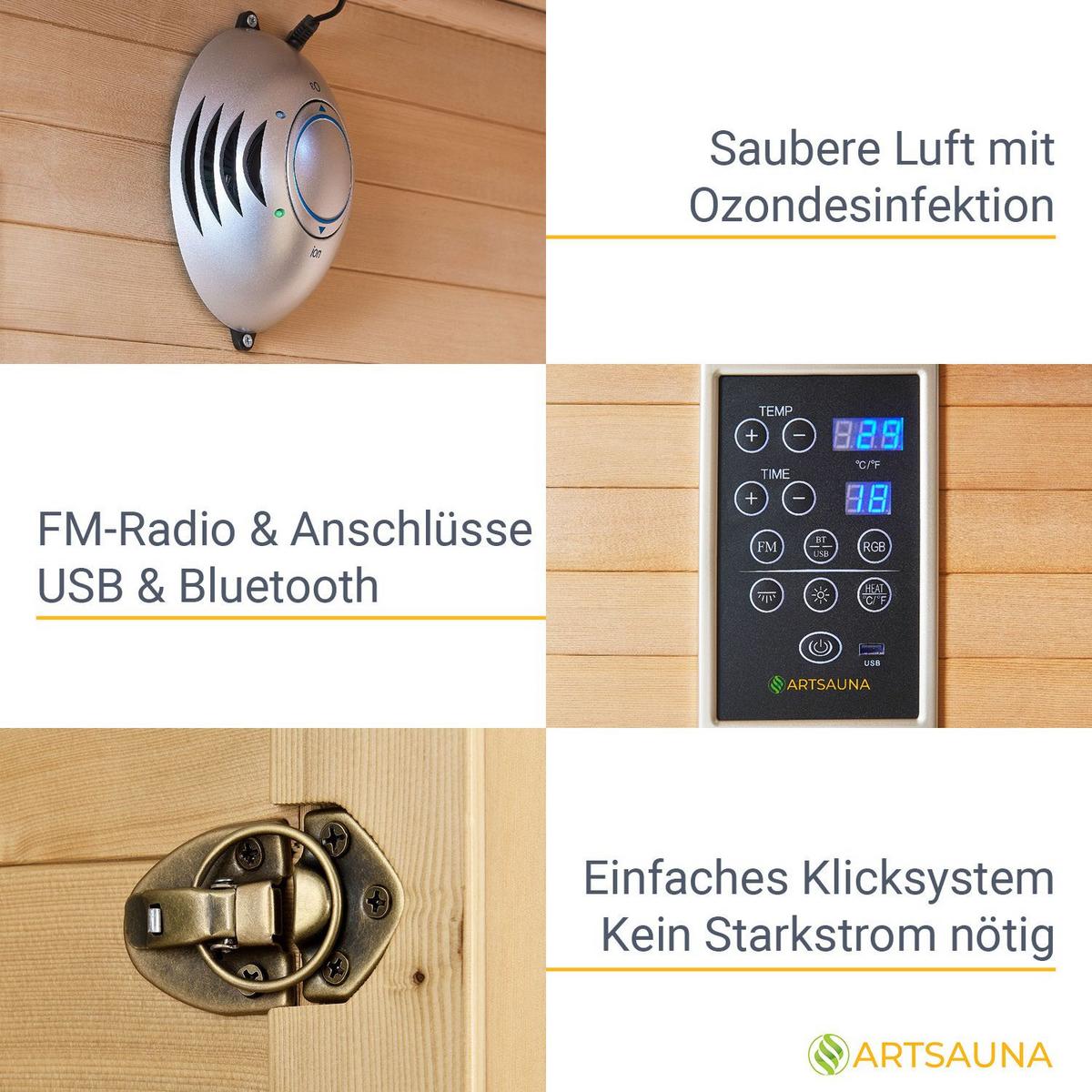INFRAROTKABINE Kiruna150 mit Dual Technologie & Hemlockholz - Naturfarben, Holz (150/200/150cm) - Artsauna