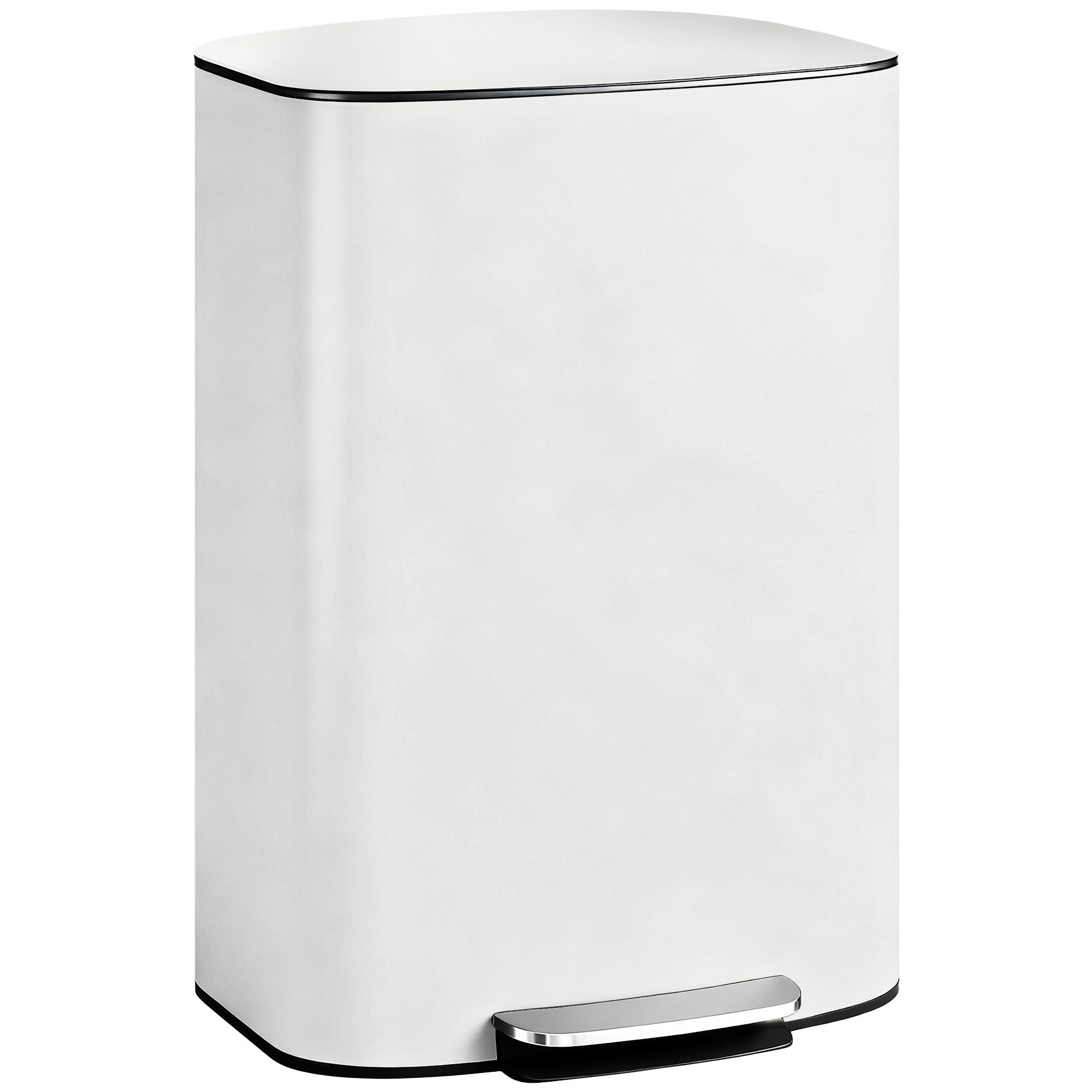 KÜCHEN-MÜLLEIMER Edelstahl Cremeweiß - Creme, Metall (36.5/62.2/45.1cm) - HOMCOM