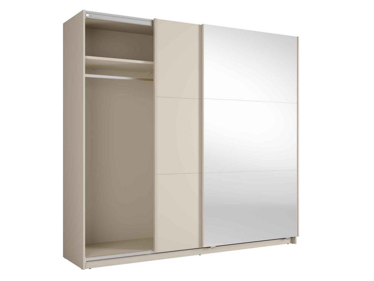 SCHWEBETÜRENSCHRANK RADEN 221/207/60cm 2-türig mit Spiegel Beige - Beige, Holzwerkstoff (221/207/60cm) - MASSENO