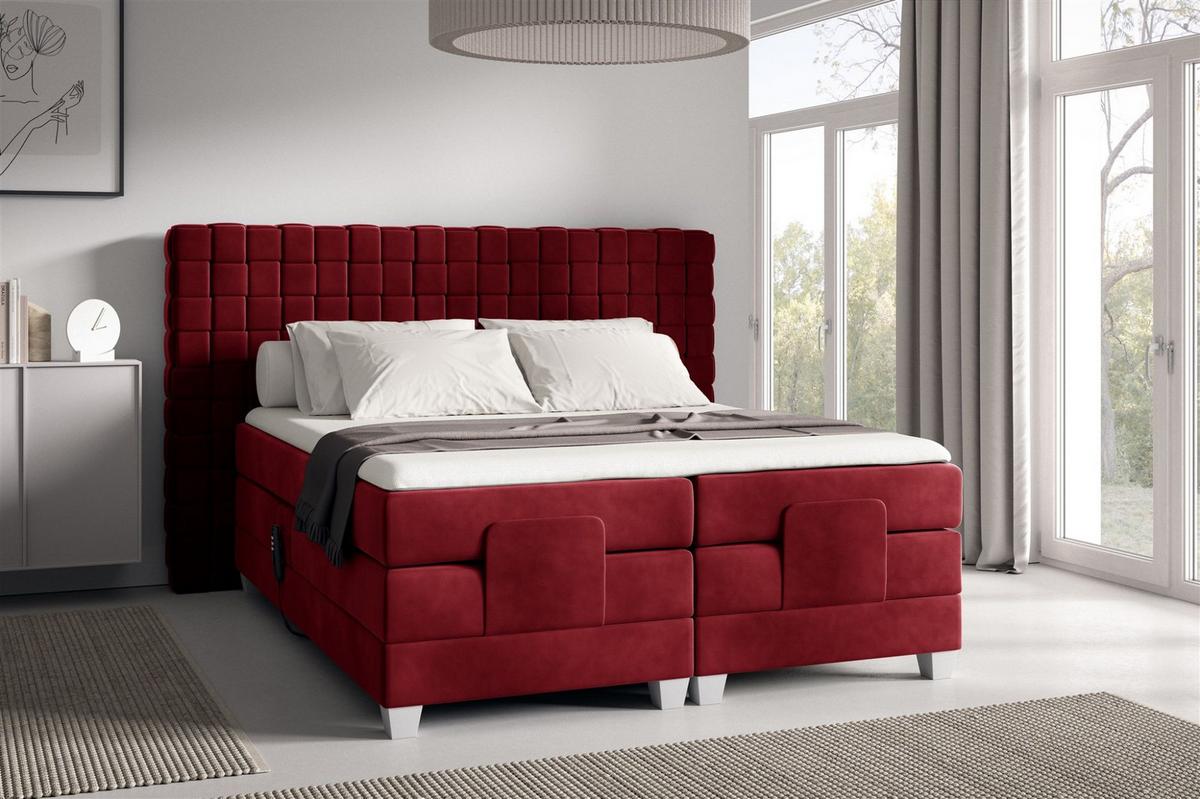 BOXSPRINGBETT Elektrisch Vidal - Rot, Holzwerkstoff/Textil (180/200cm) - Fun Möbel