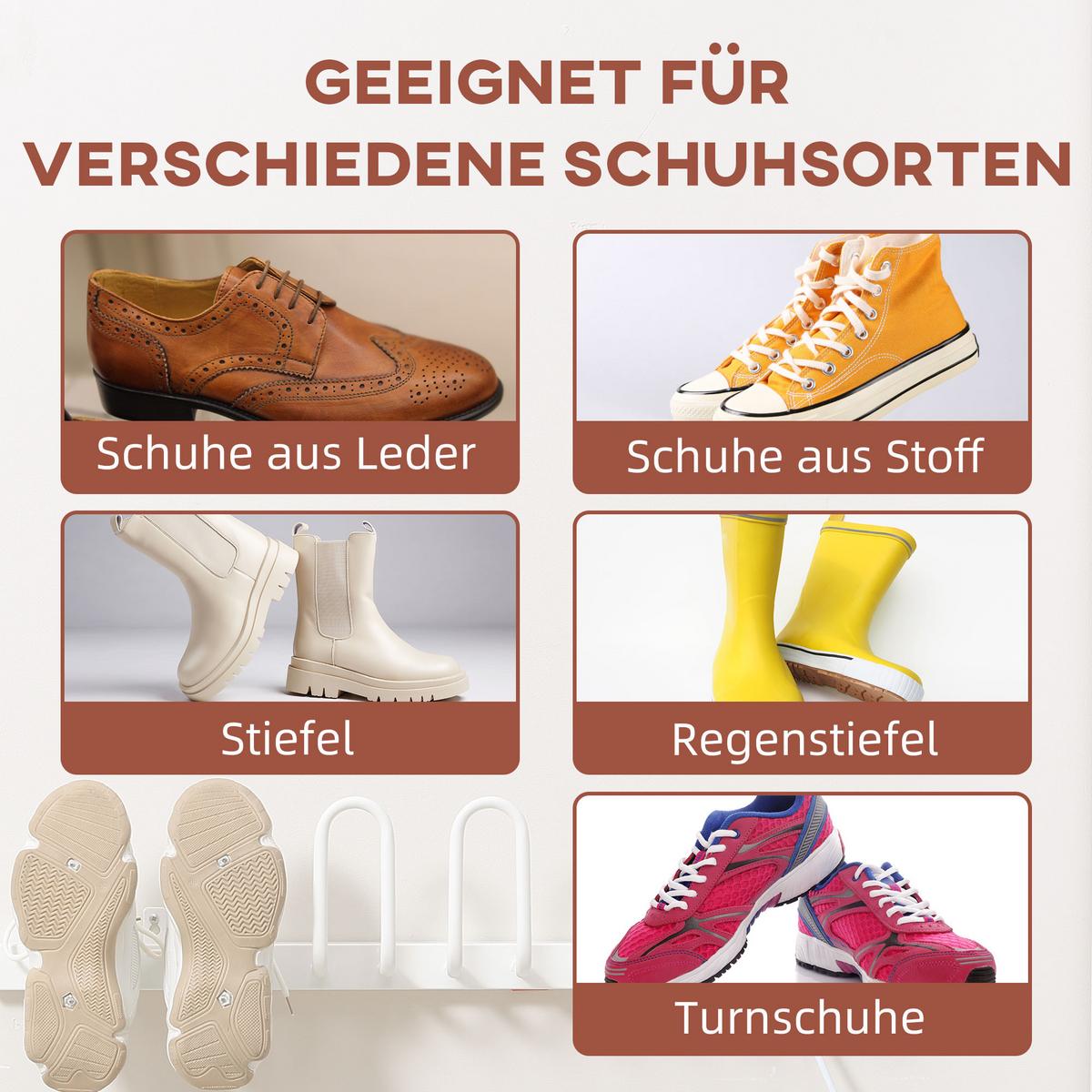 60 W Elektrischer Schuhtrockner für 3 Paar Schuhe Wandmontage Haushalt Weiß - Weiß, Metall (13/17/76cm) - HOMCOM
