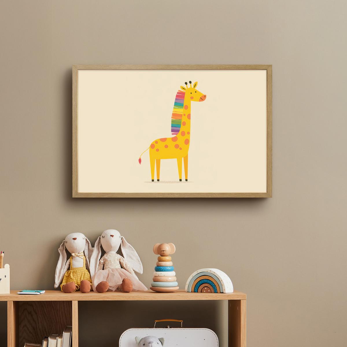 NACHTTISCHLAMPE MIT AKKU Giraffe - Regenbogenmähne - Beige 60x40 cm - Beige, Holzwerkstoff (8/60/40cm) - OnlyWow